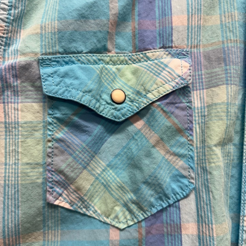 Red Camel Mens Sz L Long-Sleeved Plaid Button Up Pockets Pearl Buttons Western - Picture 6 of 8